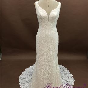  Luxury Lace Deep V plunge Mermaid Bridal Dresses M9008