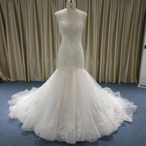 Fit and flare Embroidery Lace Wedding Dress 