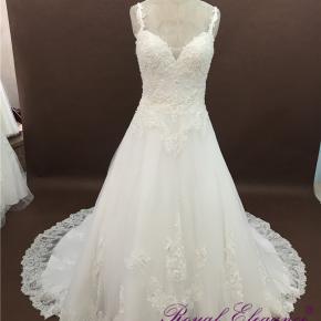 V Neckline Beaded Lace Bridal Dresses RE1931