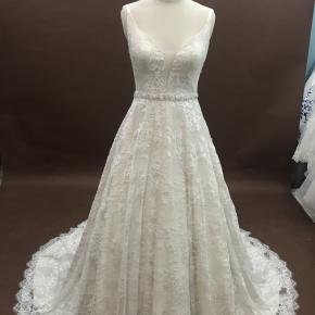 Low Back French Lace beaded Belt A line dress 