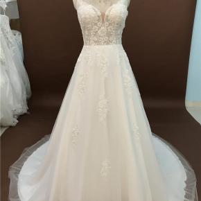 Heavy Beaded Illusion Bodice A line Glitter Wedding Dress 21240