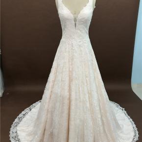 Sexy Deep V Plunge Tulle A line Lace Bridal Dress 