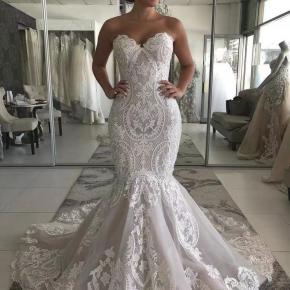 Strapless Sweetheart Neckline vestidos novias Fit and flare for Curve lady Wedding Dress 